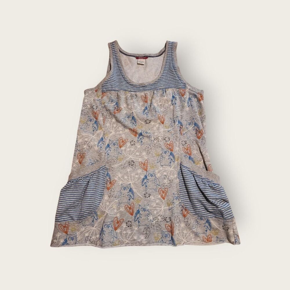 Vintage Y2k early 2000s Unionbay grey owl print long tunic tank top